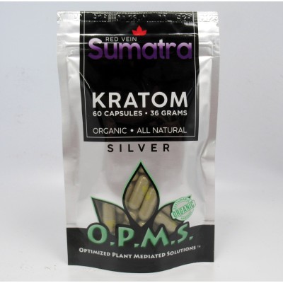 OPMS Silver Red Vein Sumatra - Organic - All Natural Caps (60ea)