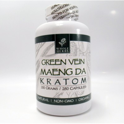 Whole Herbs - Green Vein Maeng Da Capsules - Natural | Non-GMO | Organic (250ea)