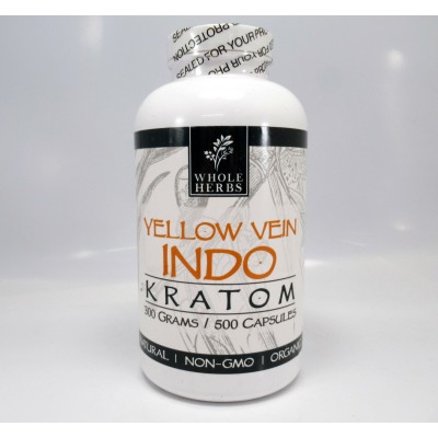 Whole Herbs - Yellow Vein Indo Capsules - Natural | Non-GMO | Organic (500ea)